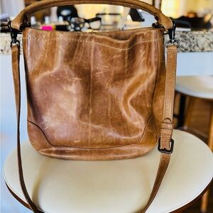 Frye Brown Leather Hobo Bag with Adjustable Strap
